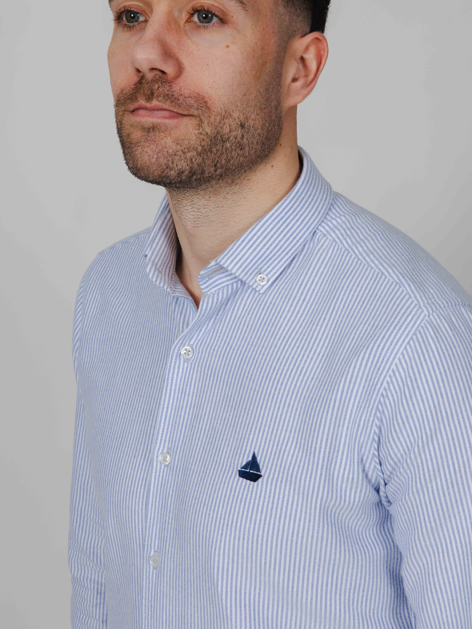 Camisa raya fina azul