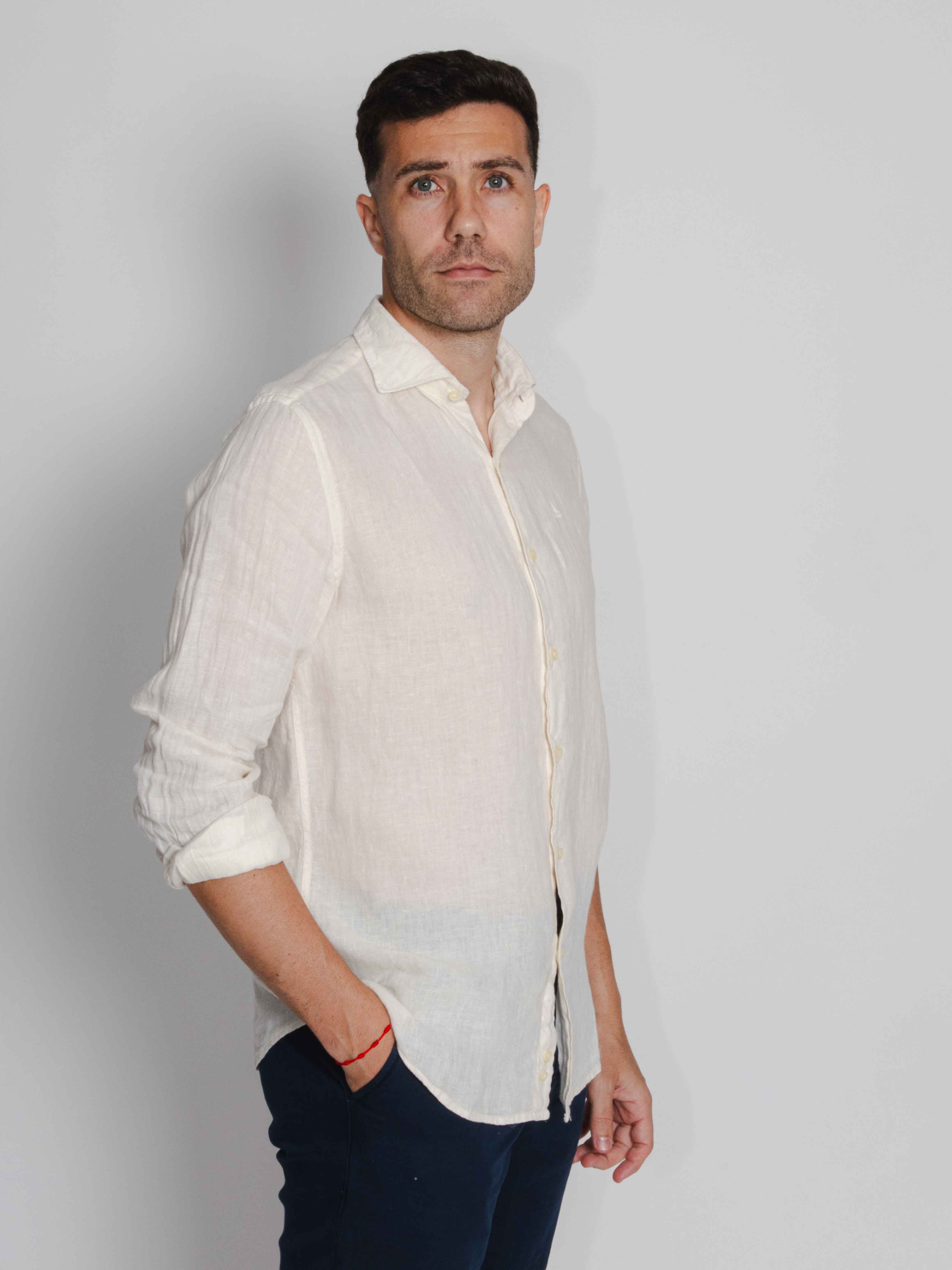 Camisa lino crema