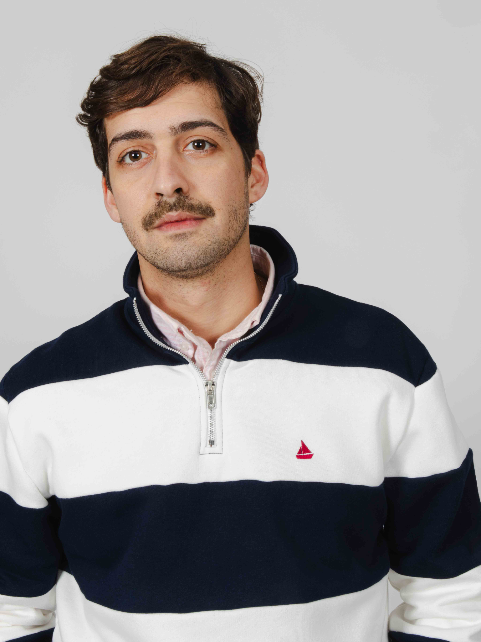 Sudadera cremallera rayas marino