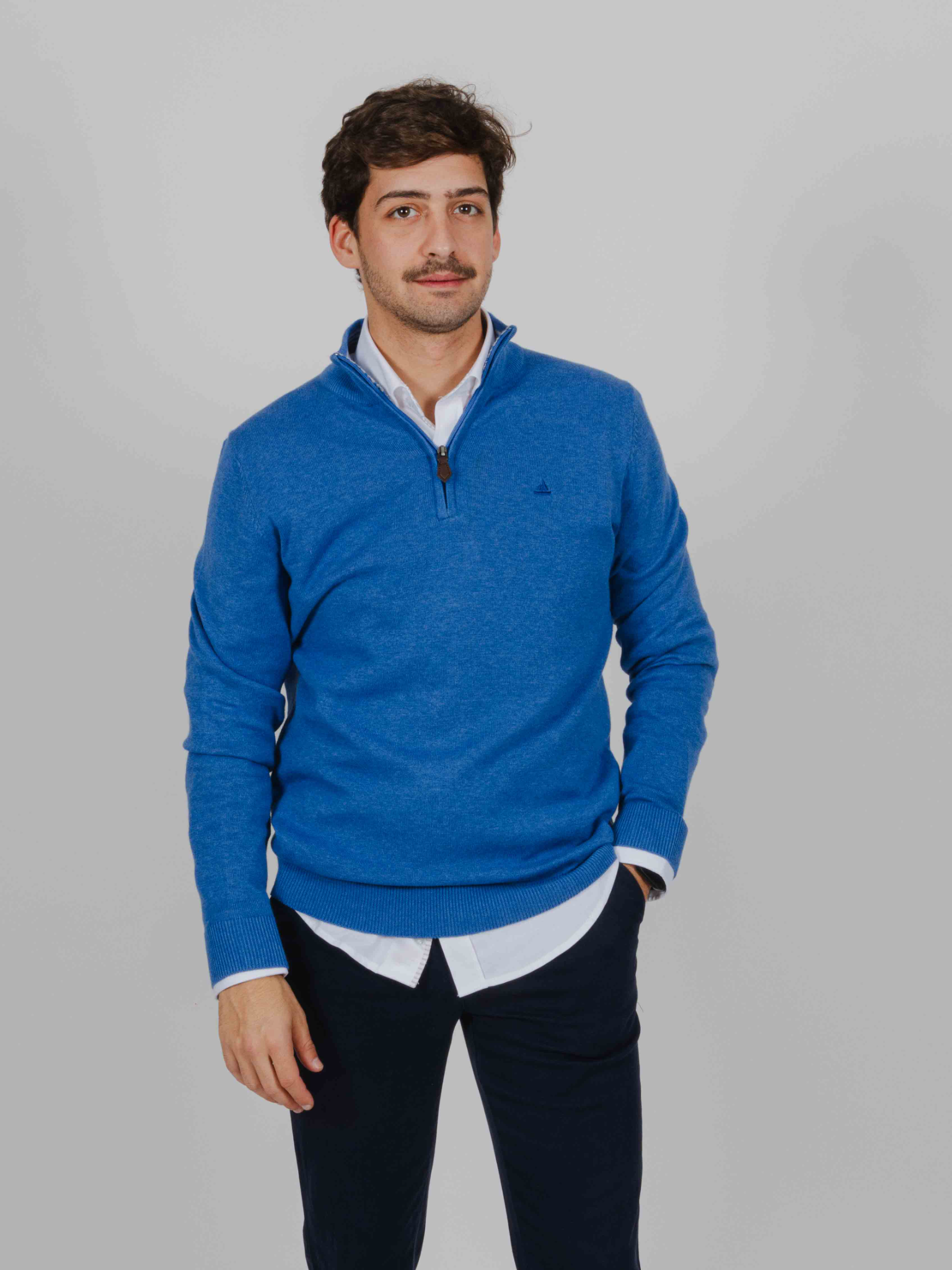 Jersey cremallera azul mar