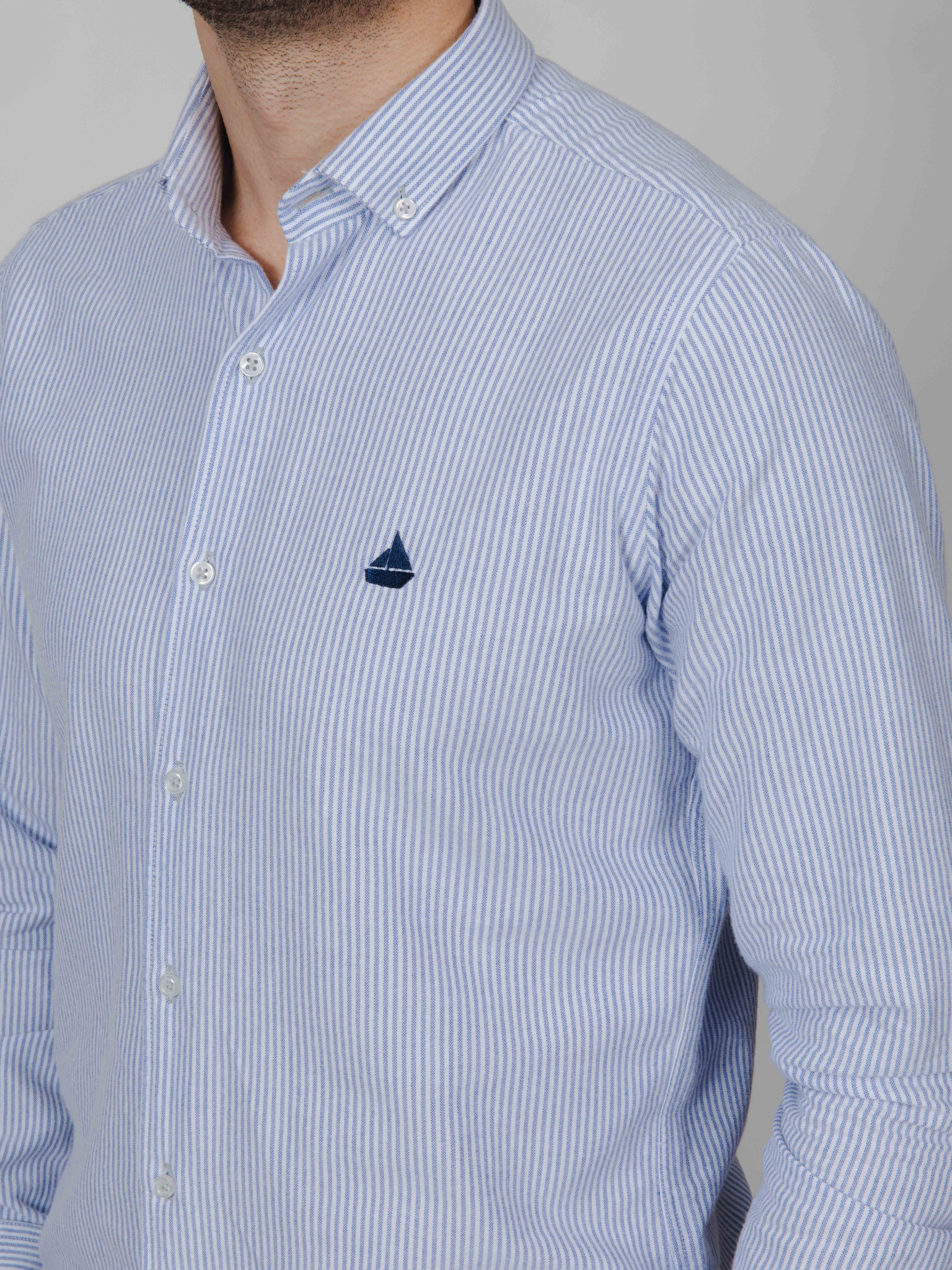 Camisa raya fina azul