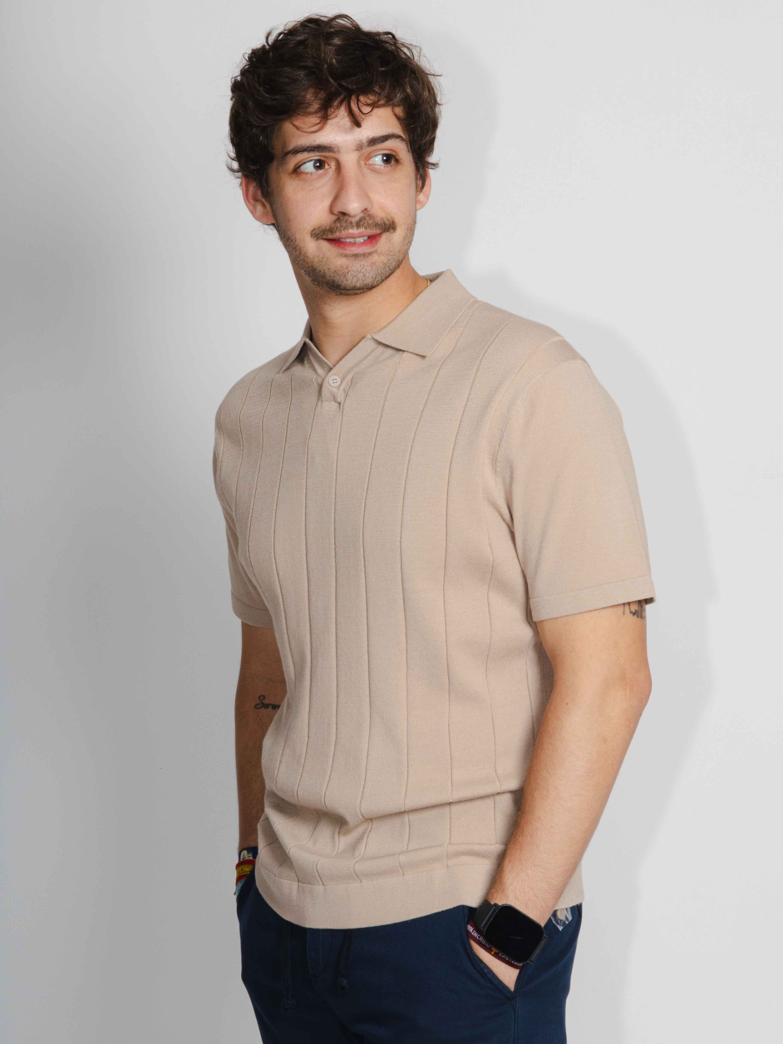 Polo punto canalé camel