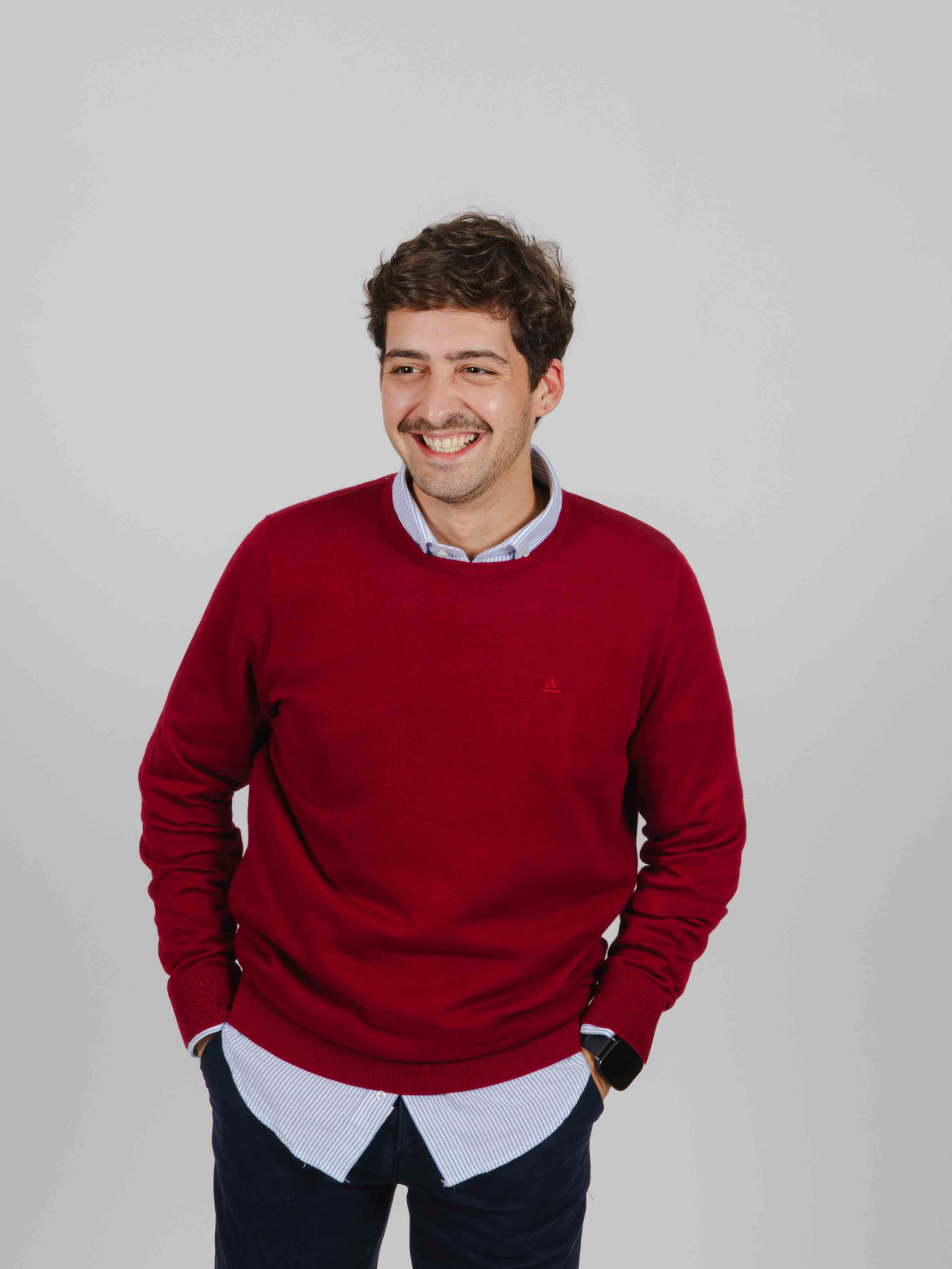 Jersey cuello redondo burdeos