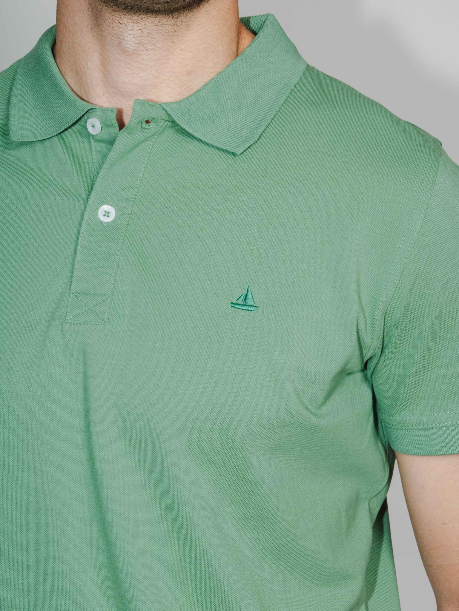 Polo piqué verde medio