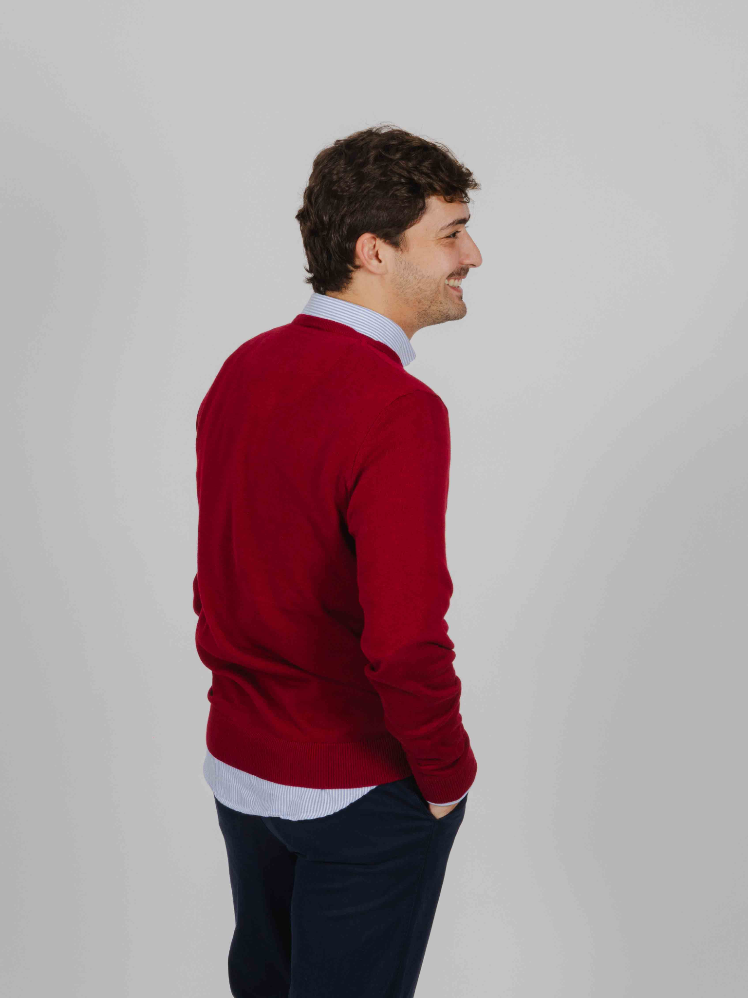 Jersey cuello redondo burdeos