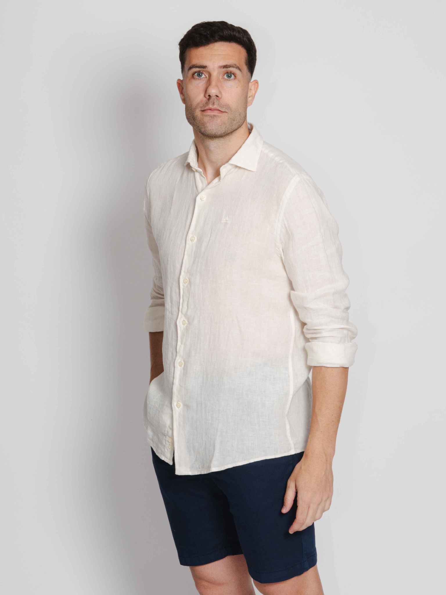 Camisa lino crema
