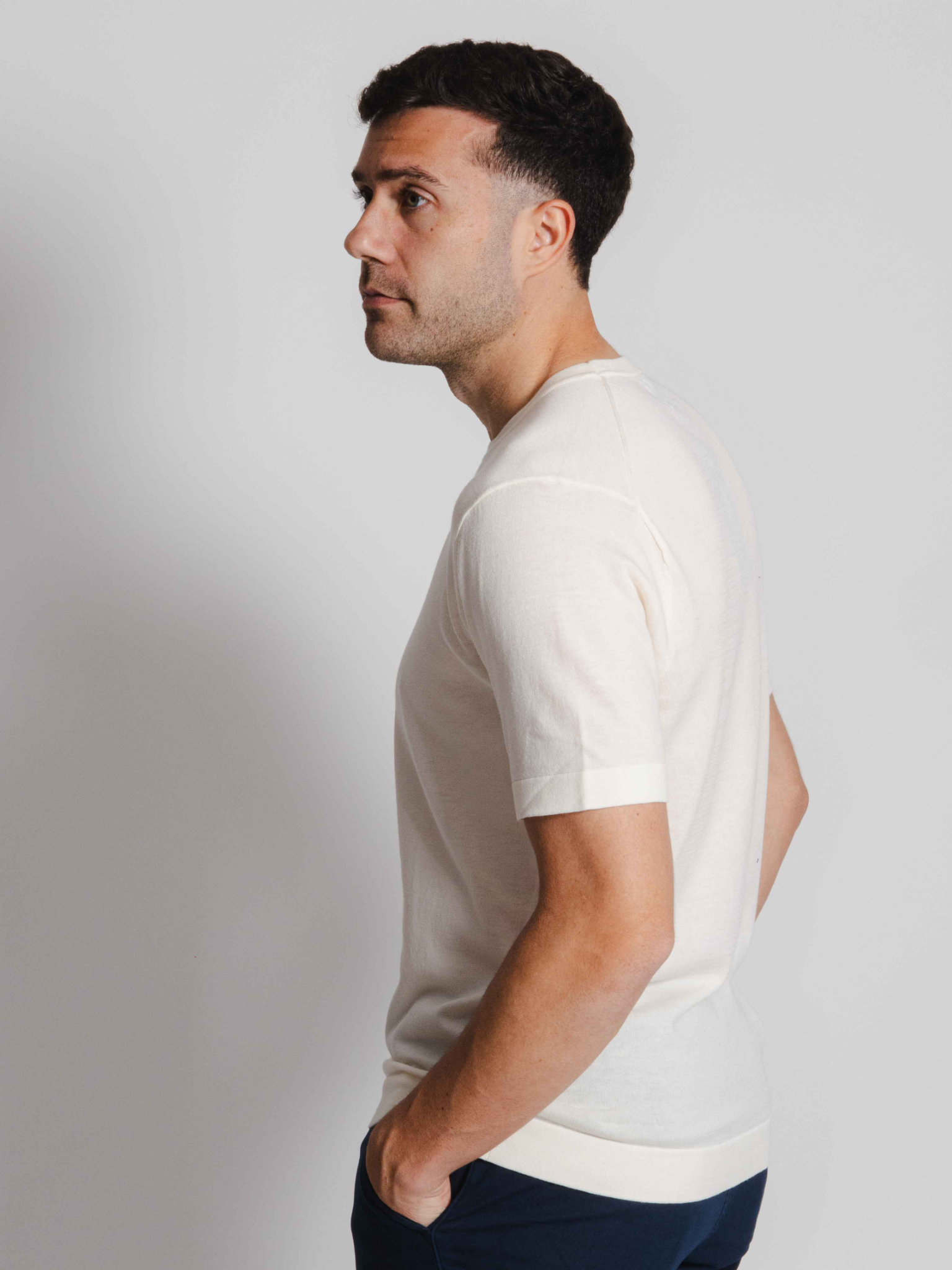 Camiseta punto blanco roto