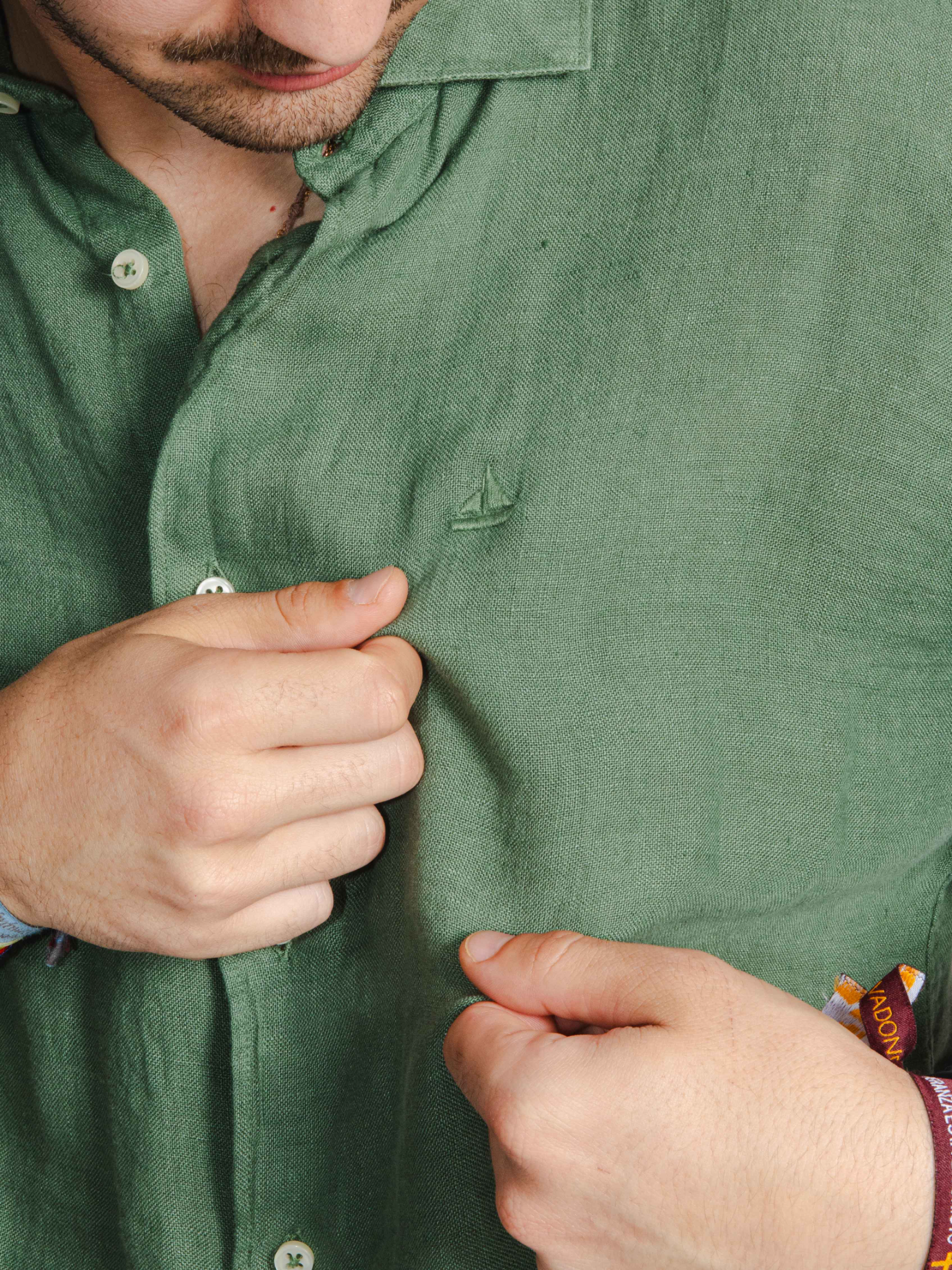 Camisa lino verde bosque