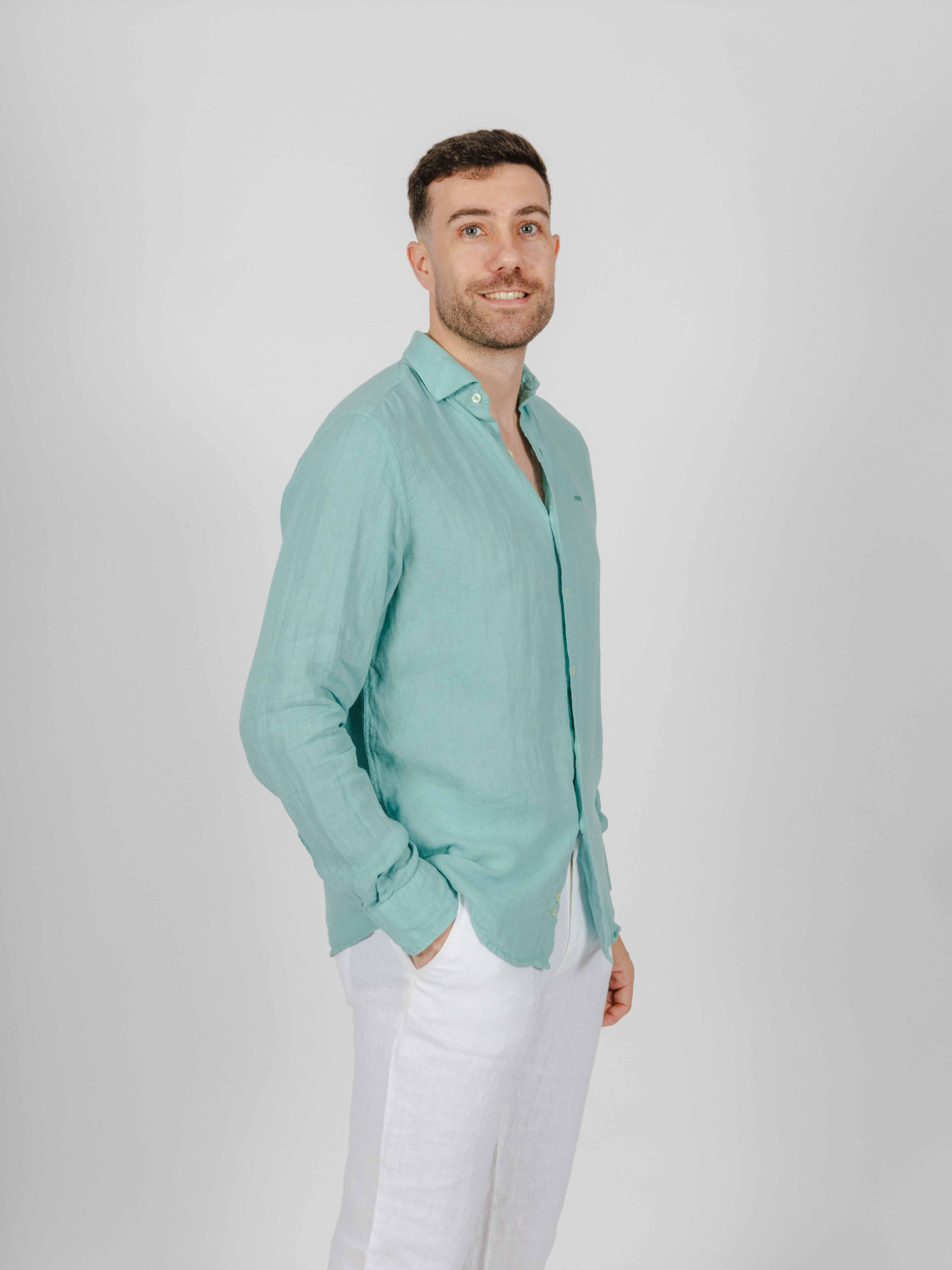 Imagen Camisa lino turquesa