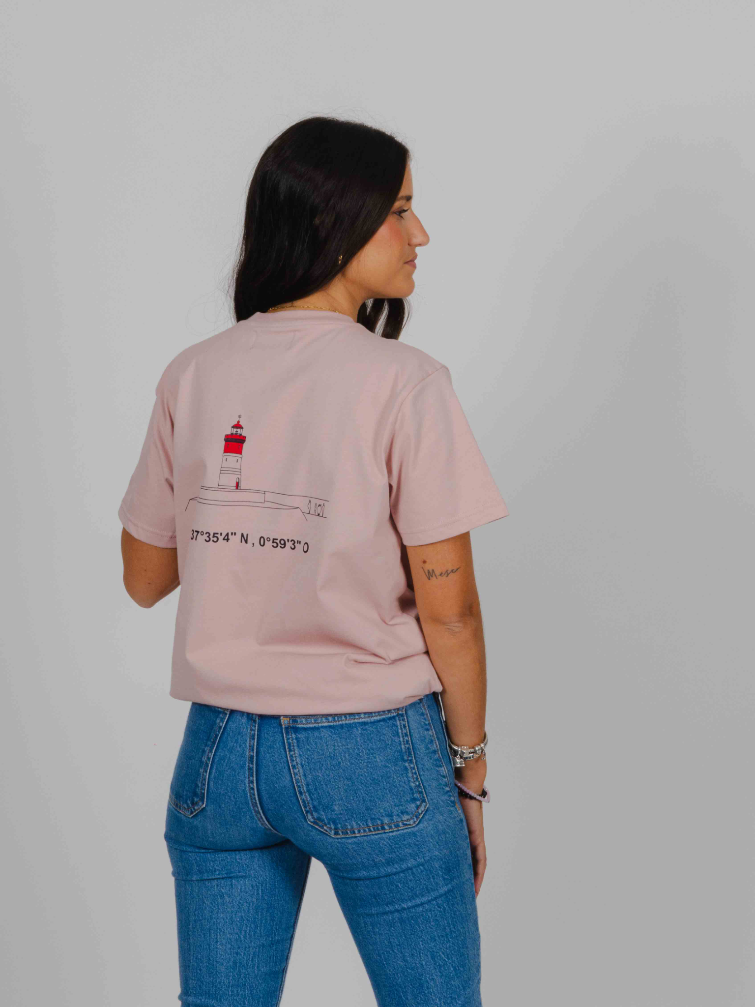 Camiseta Faro Rojo rosa lavado