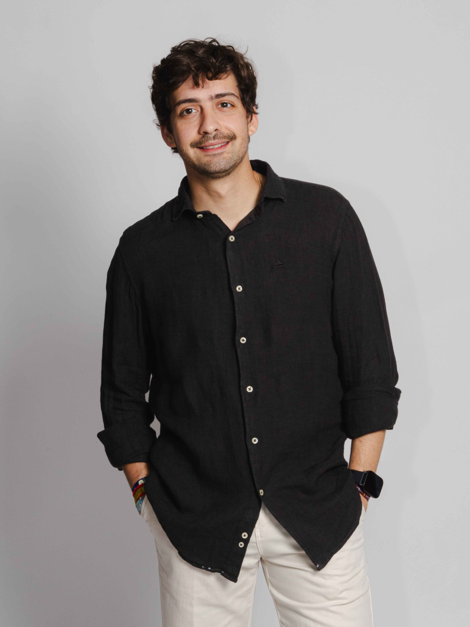 Camisa lino marrón oscuro