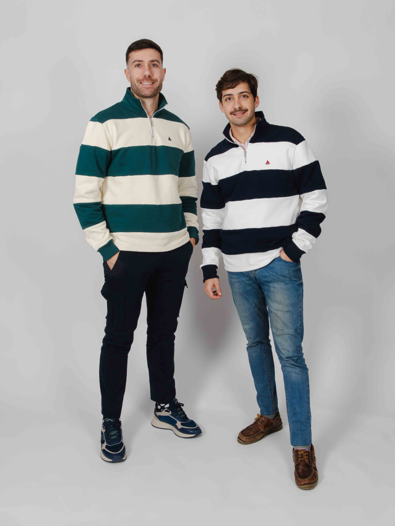 Sudadera cremallera rayas verde