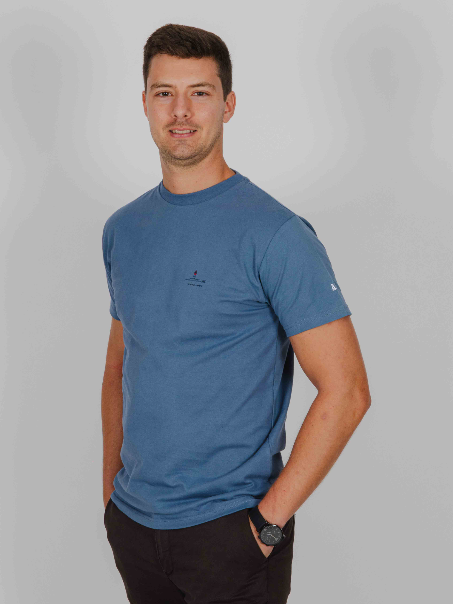 Camiseta Faro Rojo azul lavado