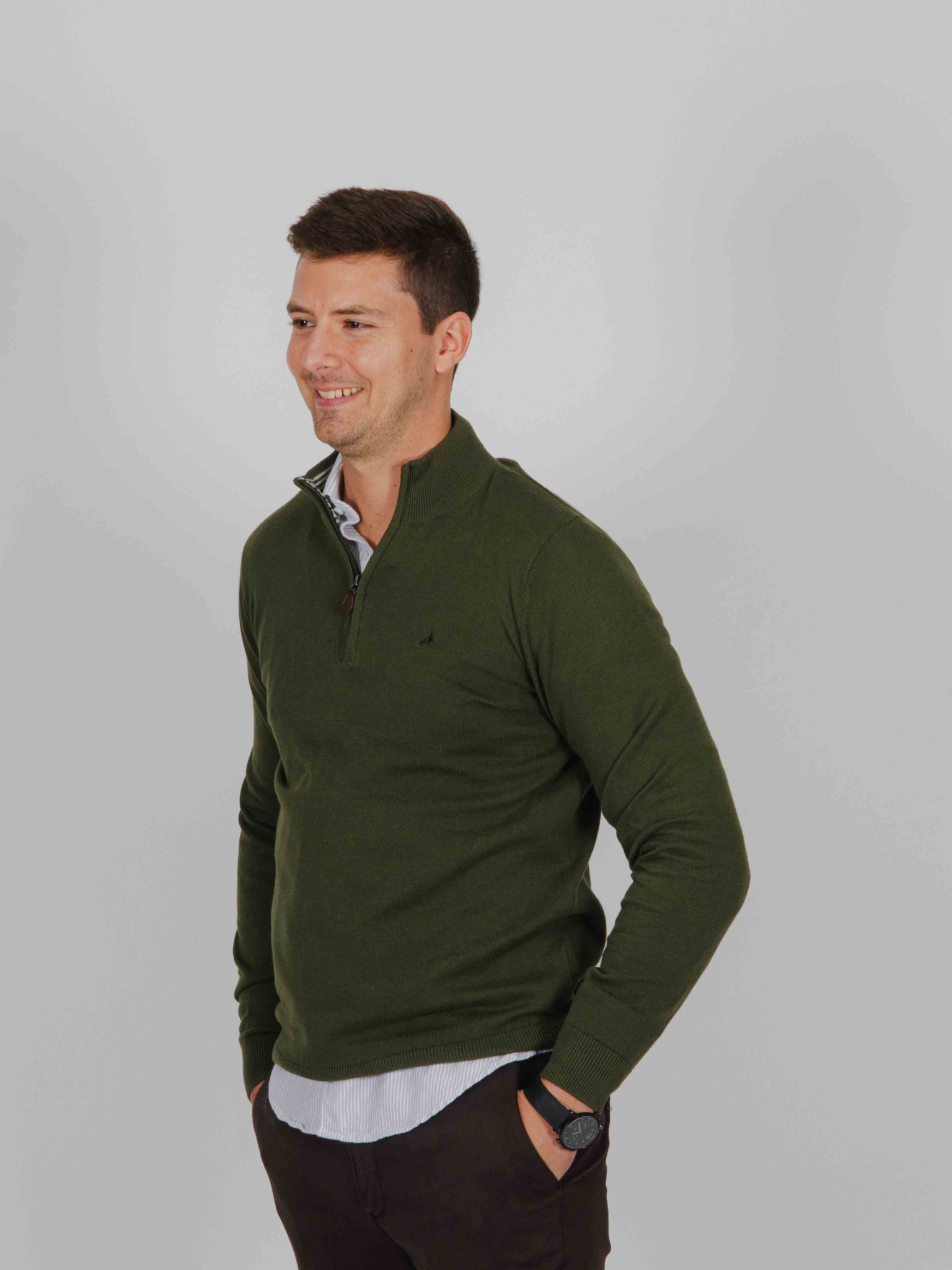 Jersey cremallera verde caza