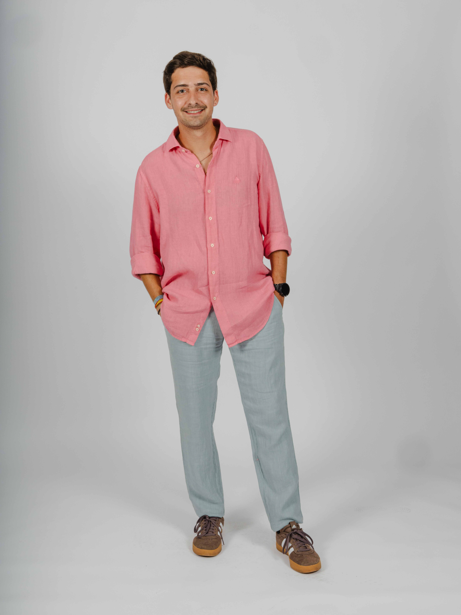 Imagen Pantalón lino azul pato