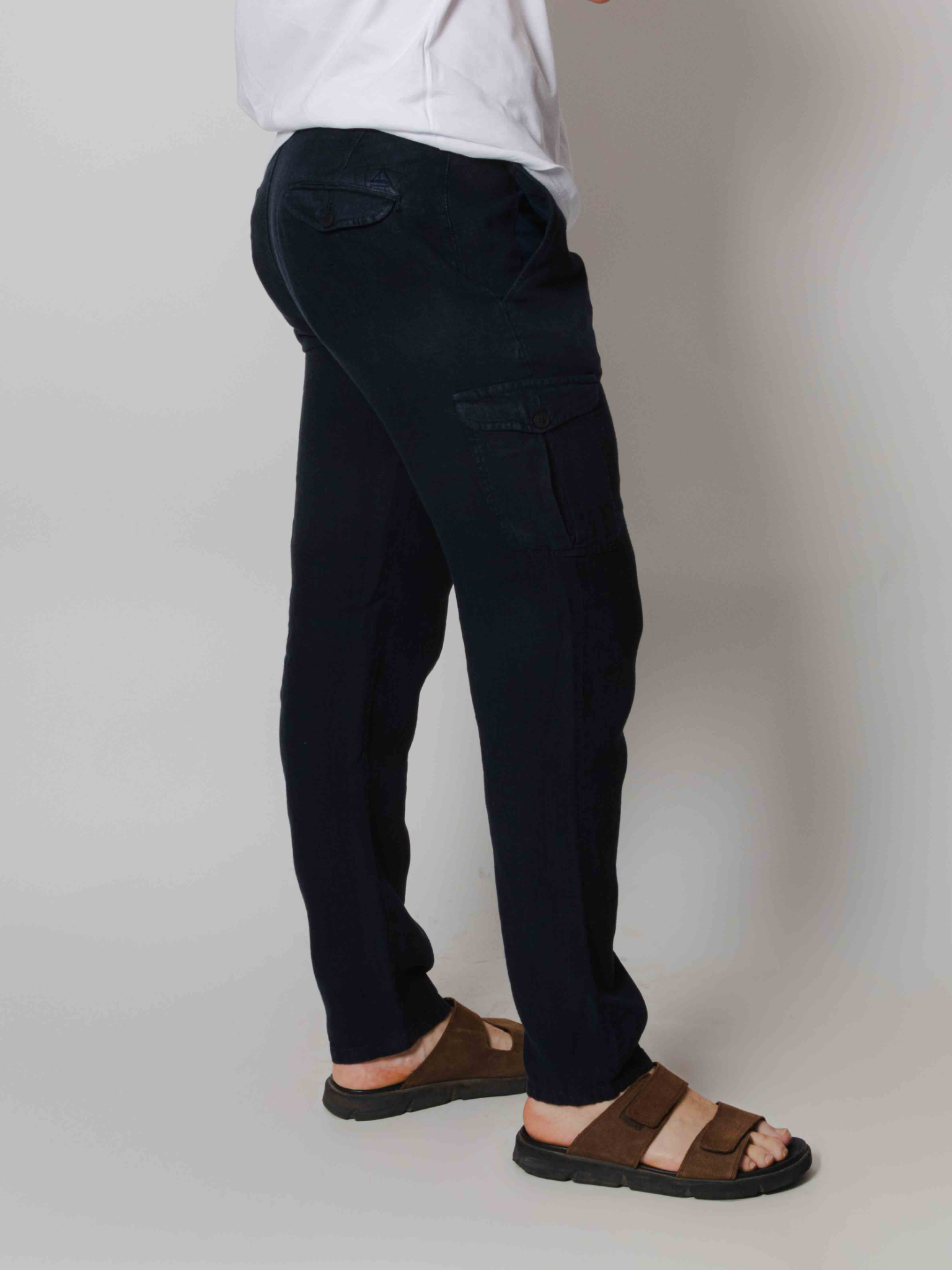 Pantalón cargo lino marino