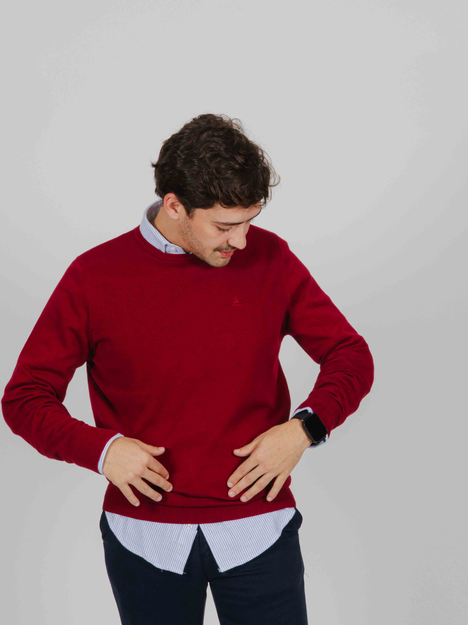 Jersey cuello redondo burdeos