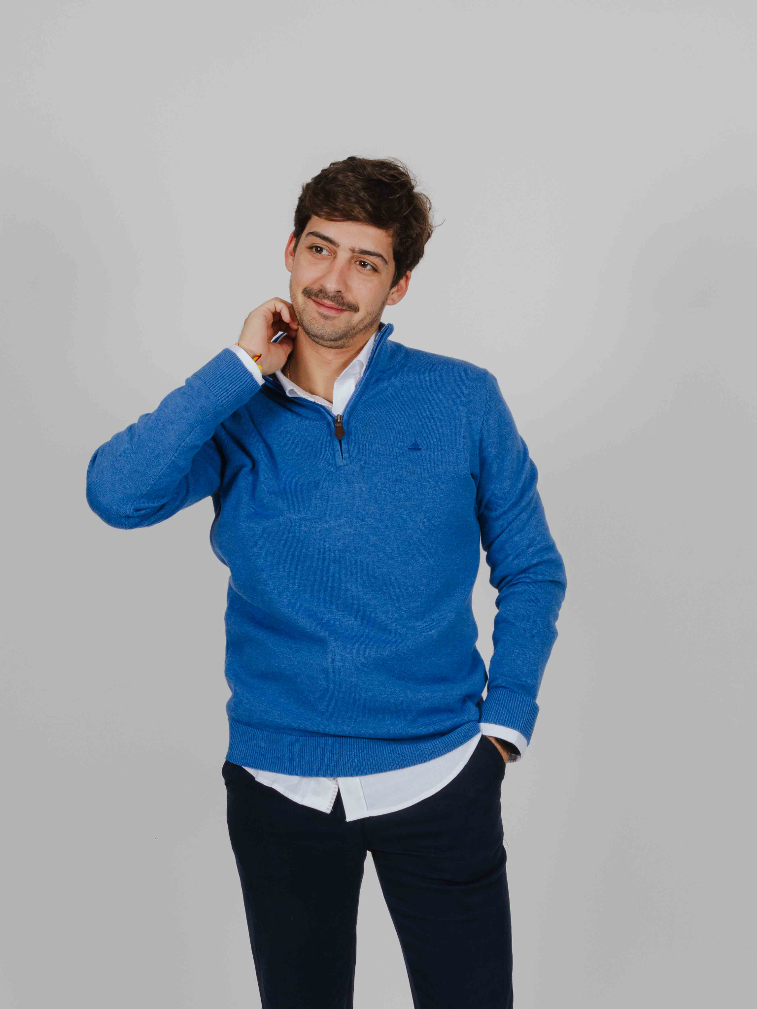 Jersey cremallera azul mar