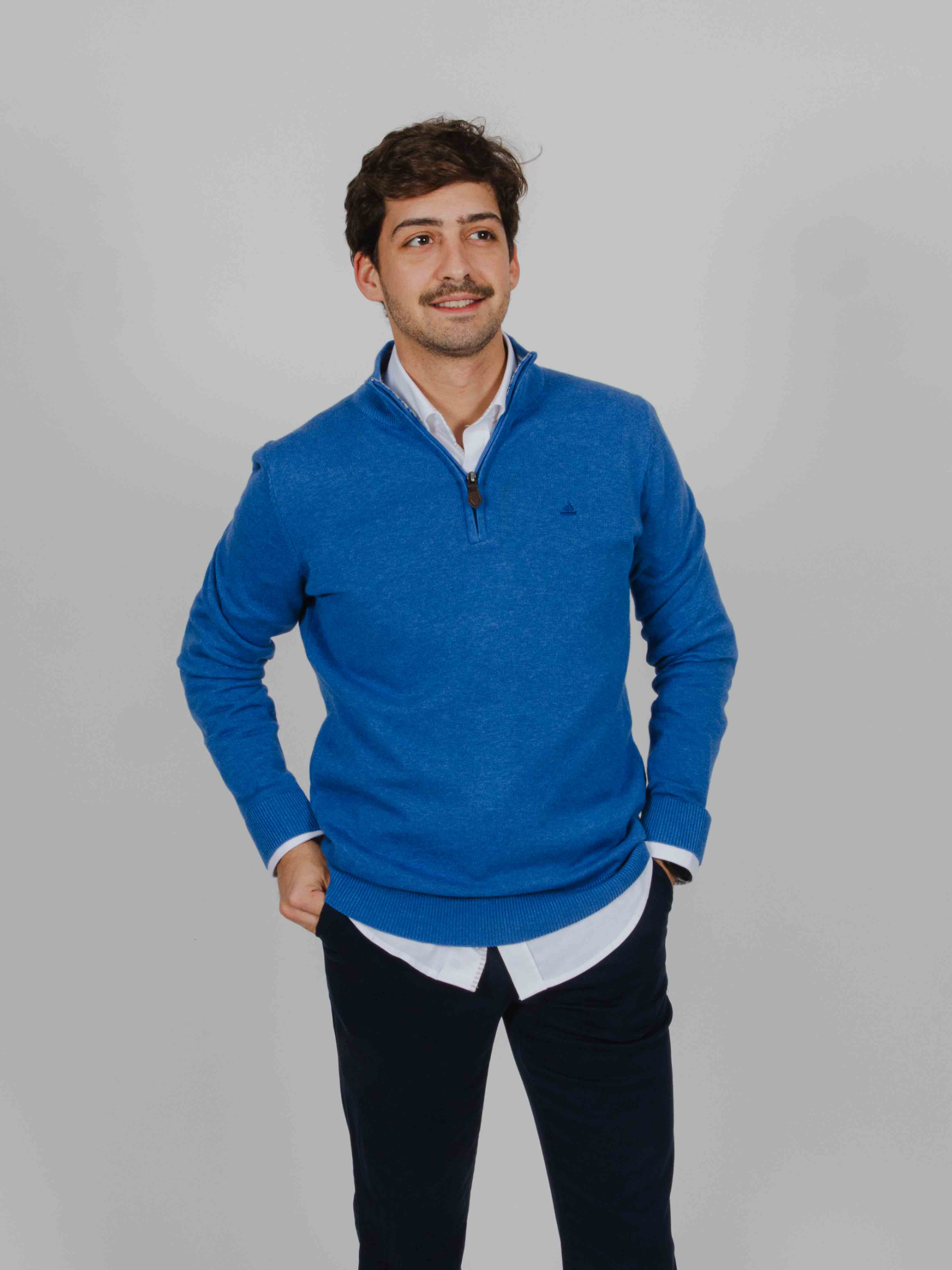 Jersey cremallera azul mar