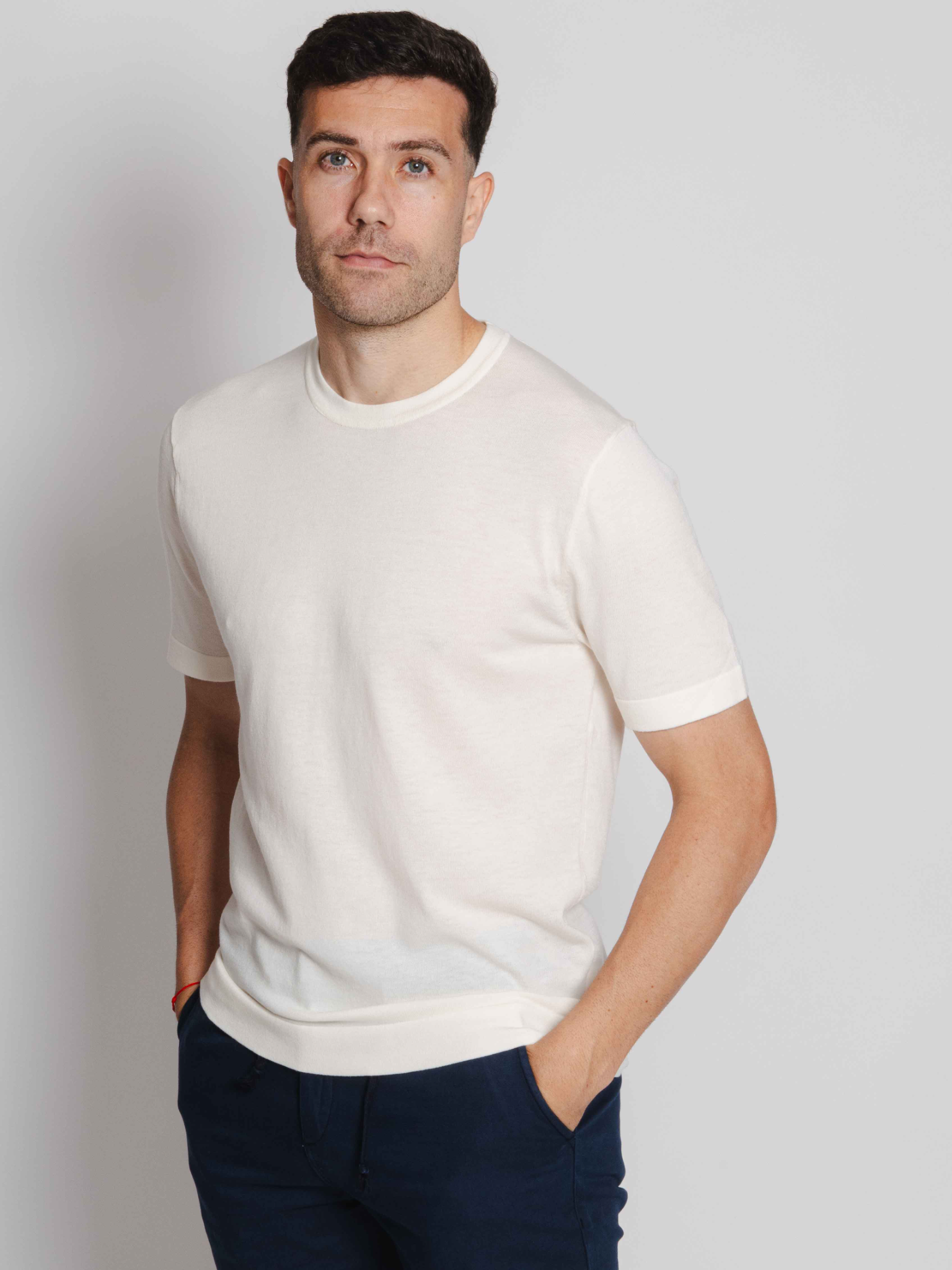 Camiseta punto blanco roto