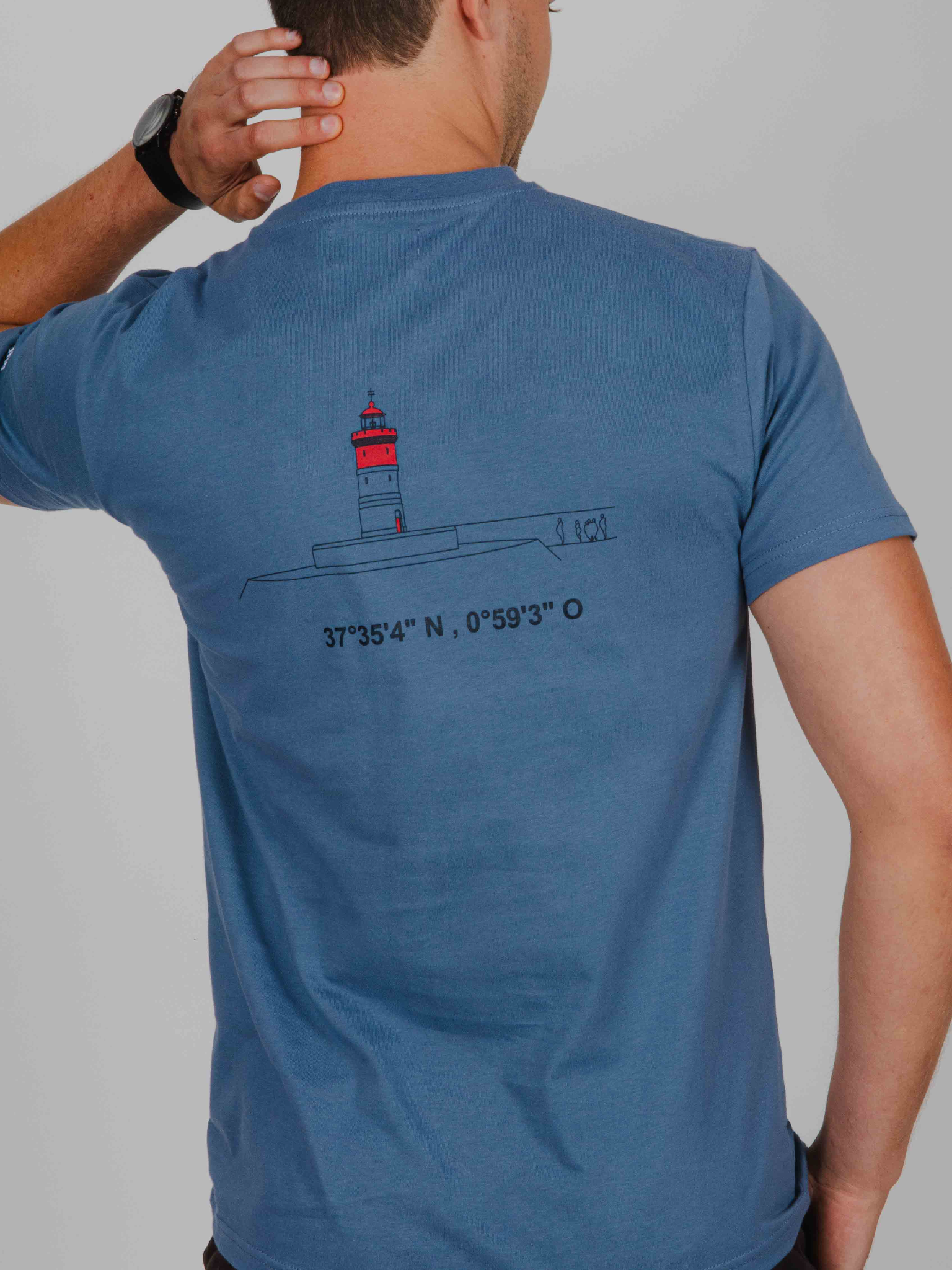 Camiseta Faro Rojo azul lavado