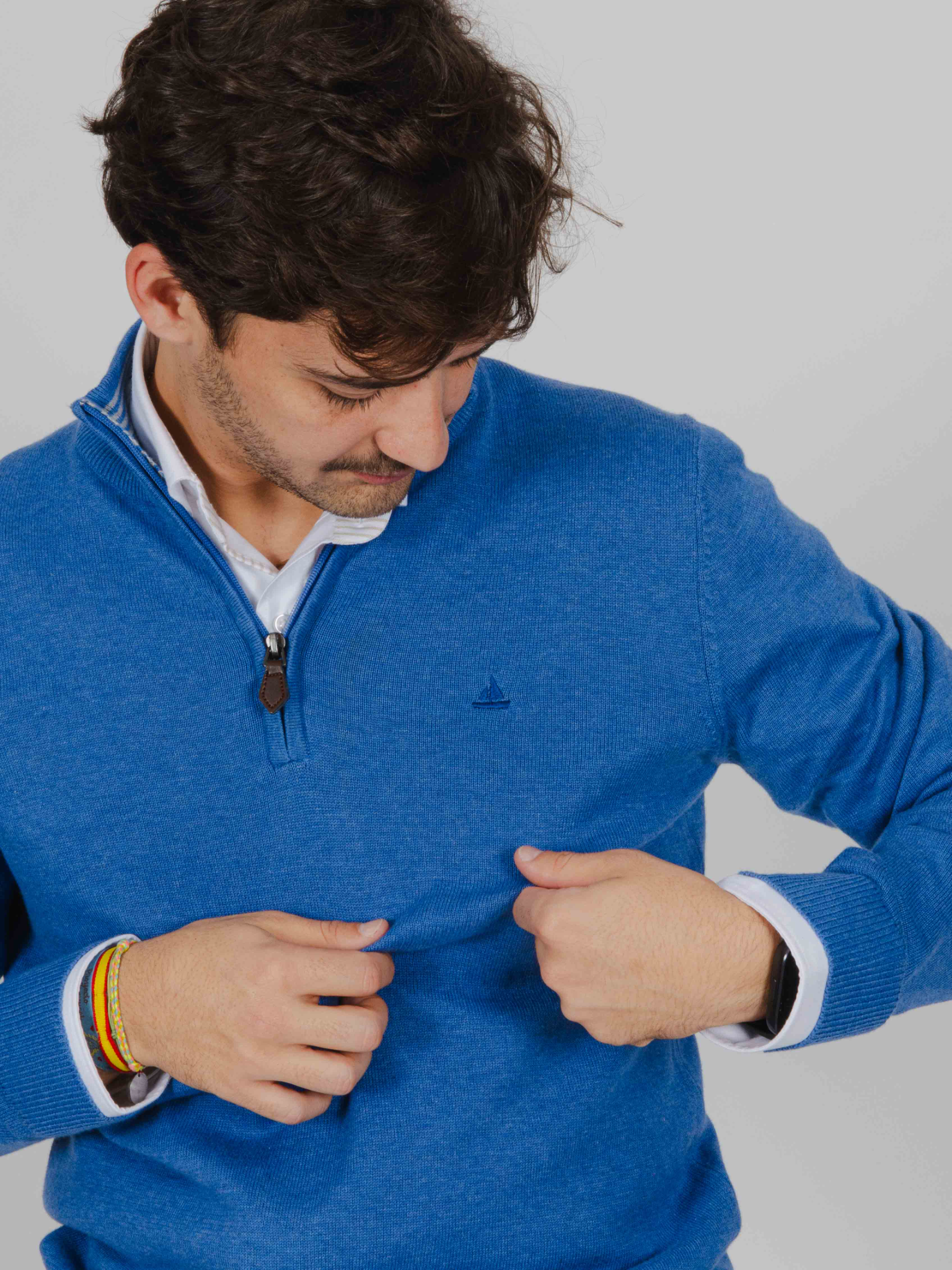 Jersey cremallera azul mar