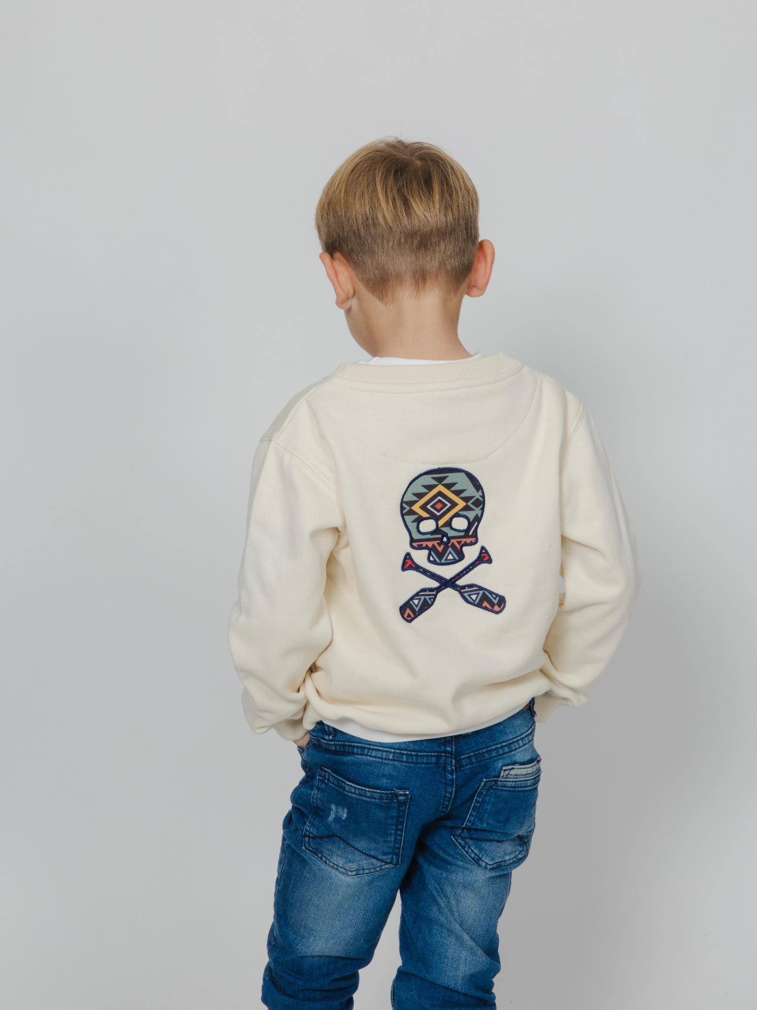 Sudadera niño Skull blanco roto