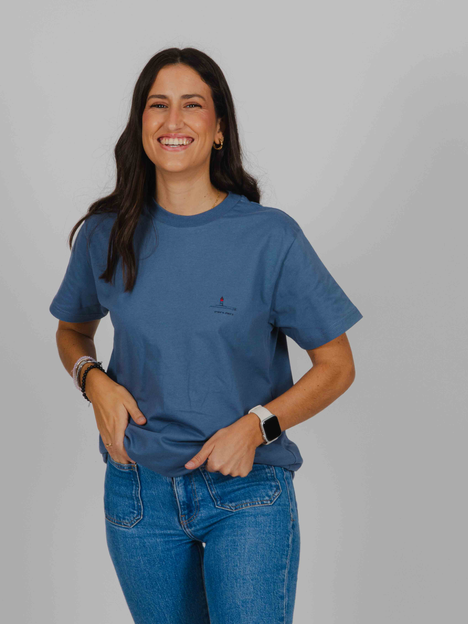 Camiseta Faro Rojo azul lavado