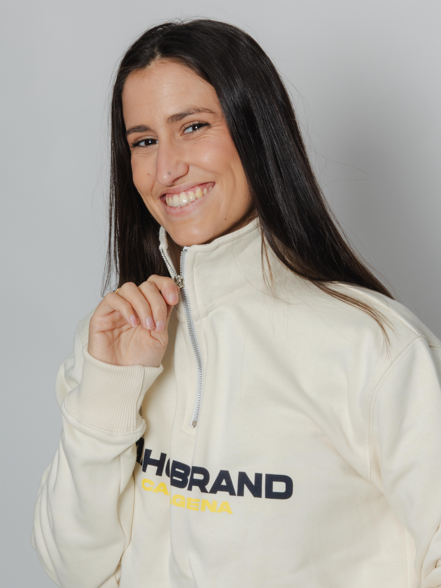Sudadera cremallera Alho Sport blanco roto