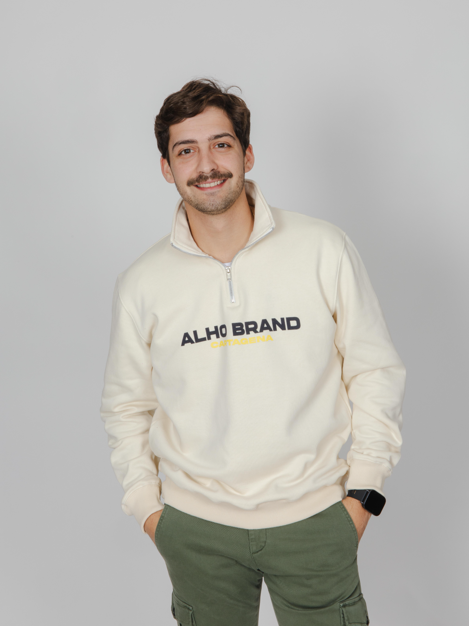 Sudadera cremallera Alho Sport blanco roto