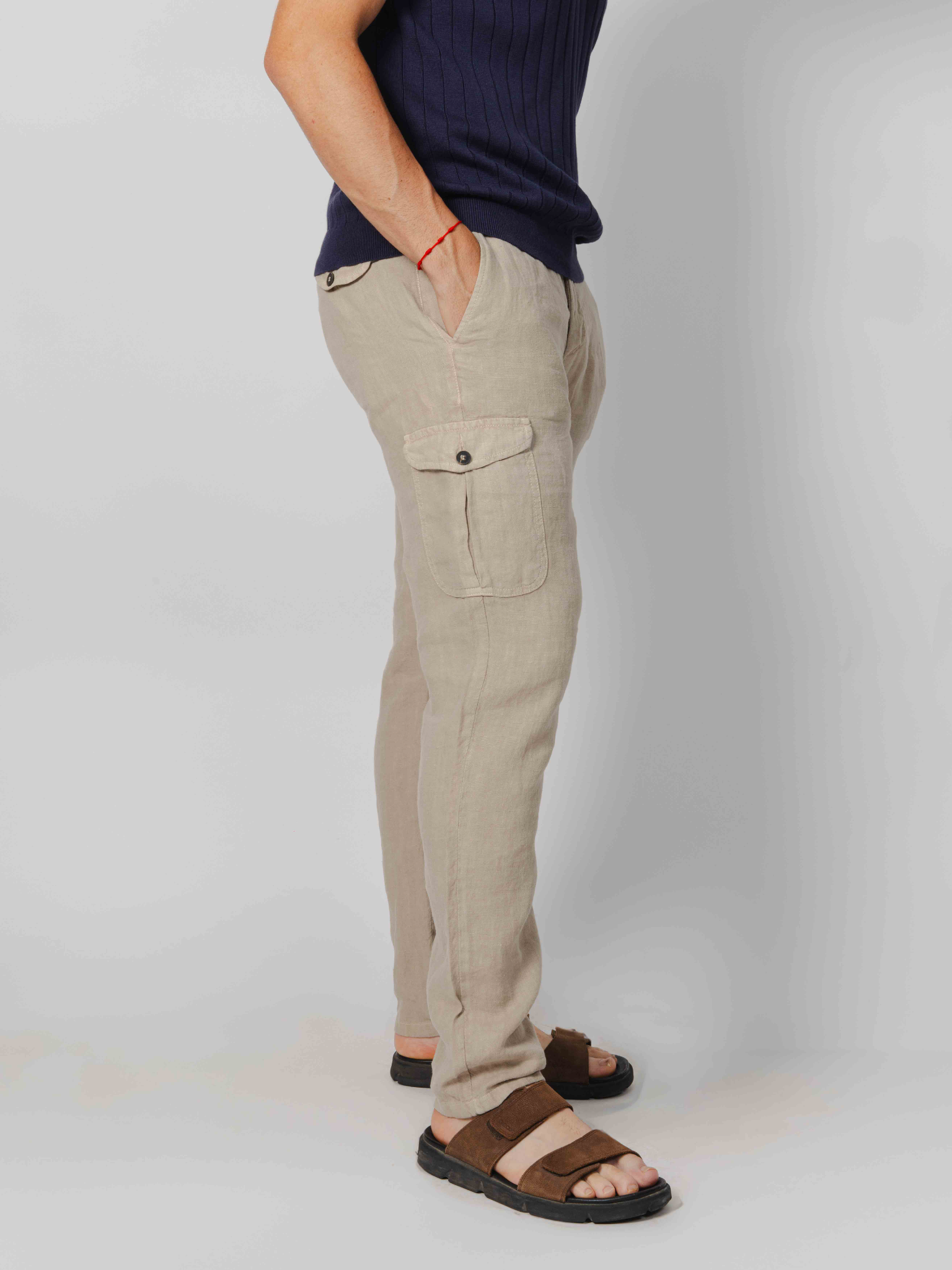 Pantalón cargo lino camel