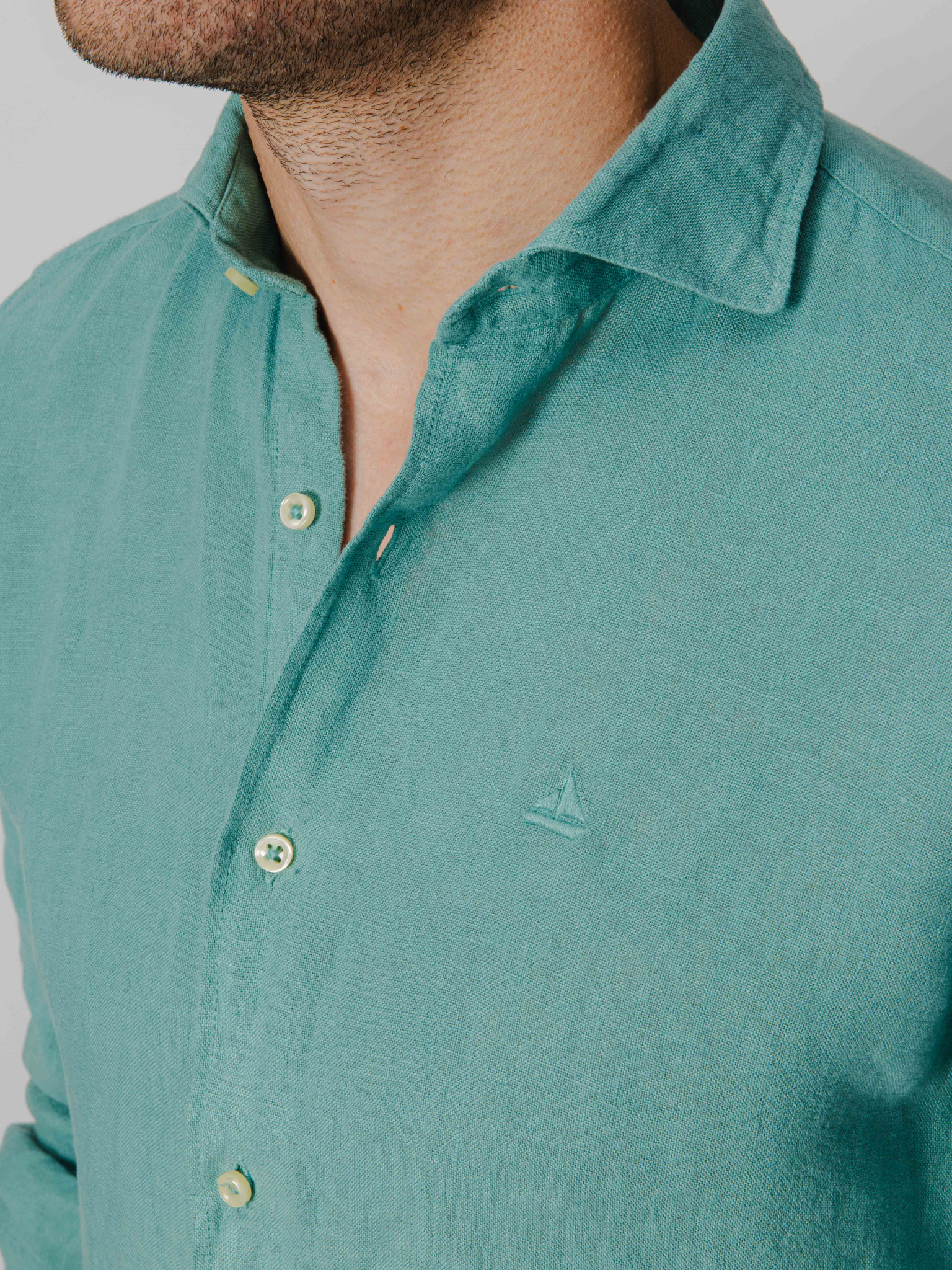 Camisa lino turquesa